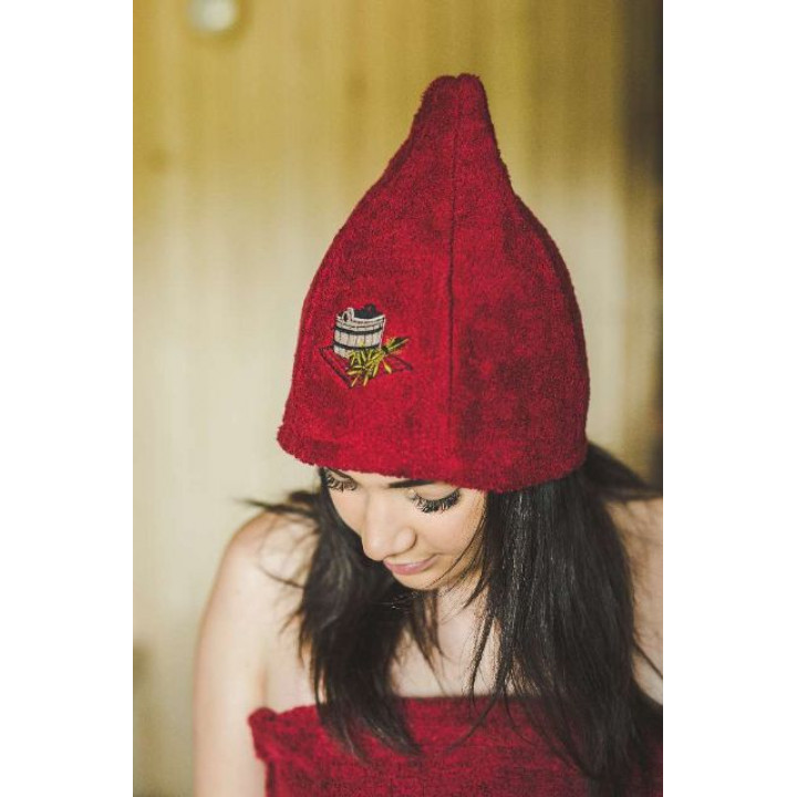 Pamut szaunasapka - BURGUNDY