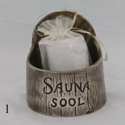 Kerámia sótartály szaunához - sötét 250 ml  Kerámia sótartály szaunához - sötét 250 ml