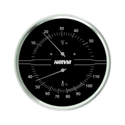 HARVIA termo-higrométer kerek, fekete  HARVIA termo-higrométer kerek, fekete