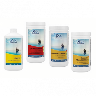 CHEMOFORM vegyszerkészlet úszómedencékhez, papírszűrővel, kis méretű