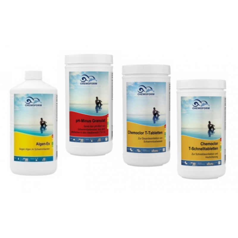 CHEMOFORM vegyszerkészlet úszómedencékhez, papírszűrővel, kis méretű