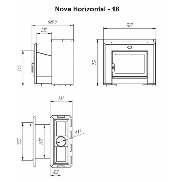 Fatüzelésű szaunakályha - NOVA HORIZONTAL 26