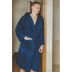 Pamut kék kapucnis köntös  Pamut kék kapucnis köntös