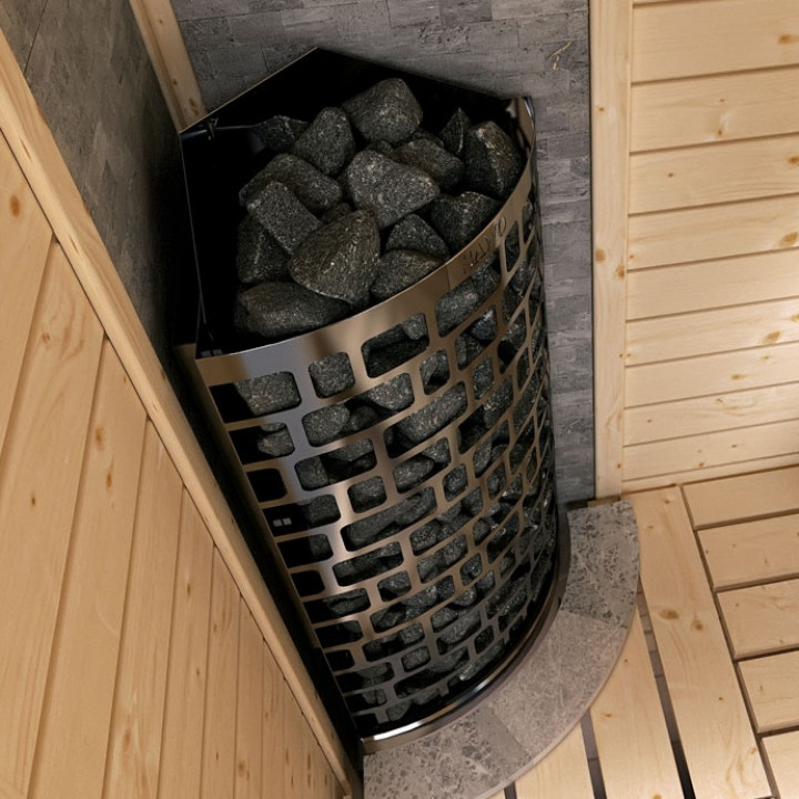 Elektromos szaunakályha – SAWOTEC Ari Corner 7,5 kW, vezérlőegység nélkül