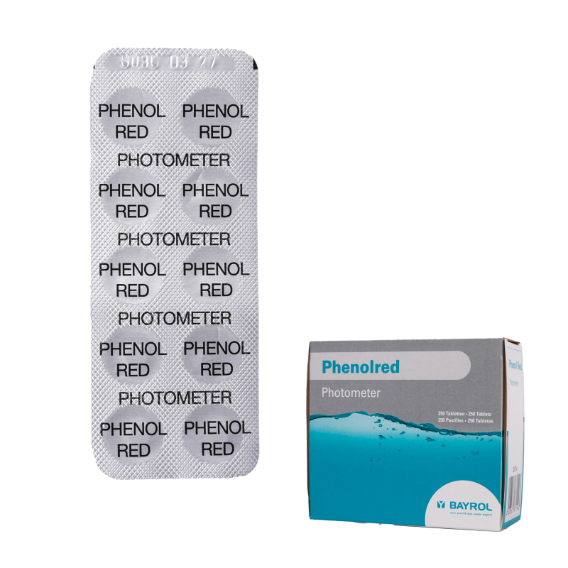 Vízvizsgáló tabletták fenolpiros fotométerhez, pH-meghatározáshoz, 10 tabletta