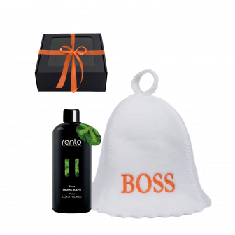 BOSS ajándékszett díszdobozban. Kupak és illatesszencia.
