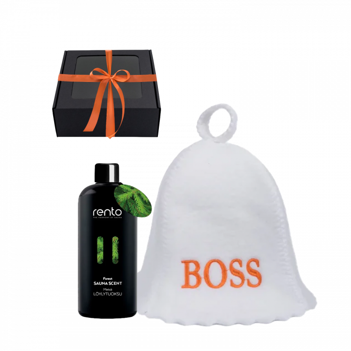 BOSS ajándékszett díszdobozban. Kupak és illatesszencia.