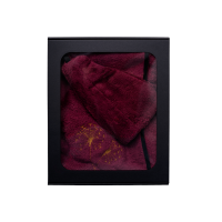 Ajándékszett ajándékdobozban NŐKNEK. Női szaunasapka és kötény - BORDÓ