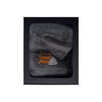 Ajándékszett ajándékdobozban FÉRFIAKNAK. Férfi szaunasapka és kötény - SZÜRKE