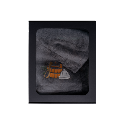 Ajándékszett ajándékdobozban FÉRFIAKNAK. Férfi szaunasapka és kötény - SZÜRKE 