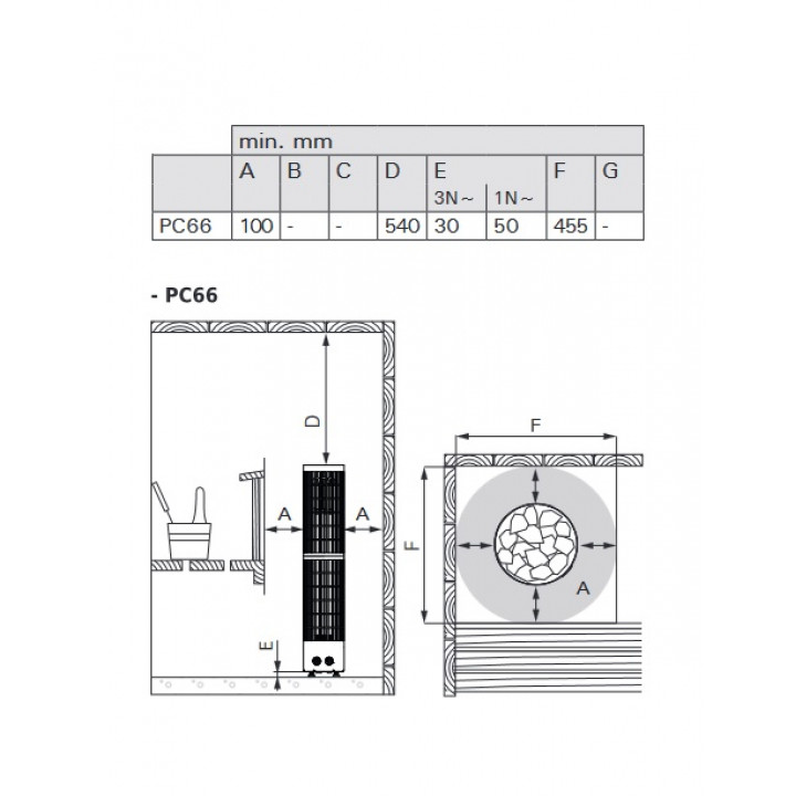 Elektromos szaunakályha - HARVIA Cilindro Black Steel PC66 6,6 kW