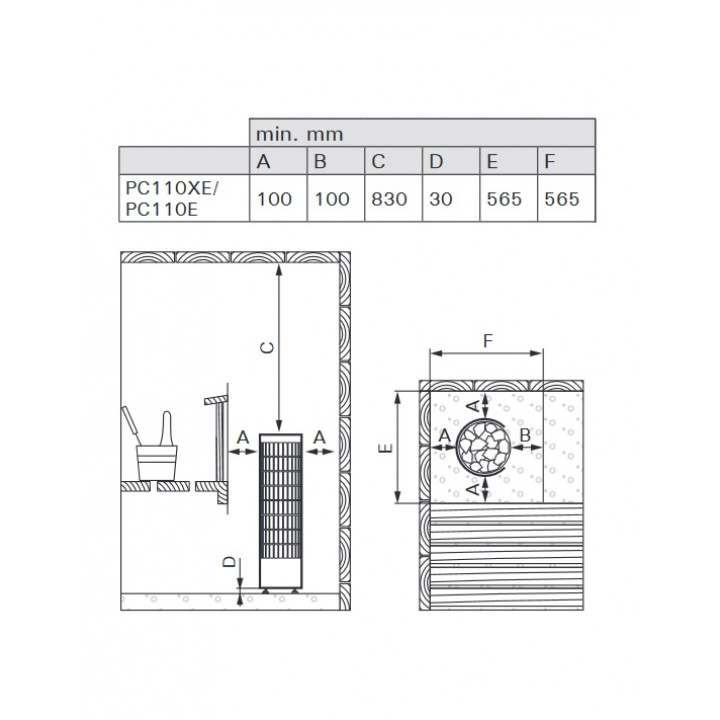 Elektromos szaunakályha - HARVIA Cilindro PC110XE 10,8 kW