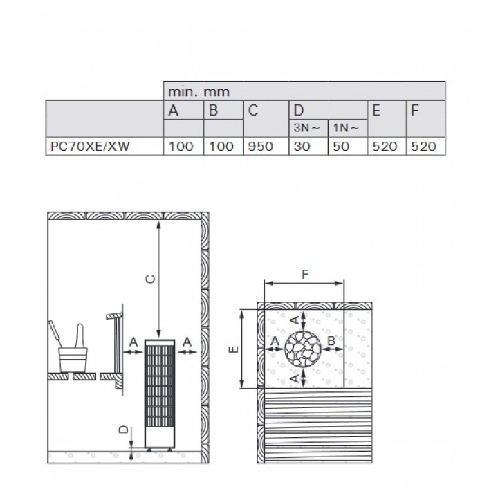 Elektromos szaunakályha - HARVIA Cilindro PC70XW WiFi Steel 6,8 kW