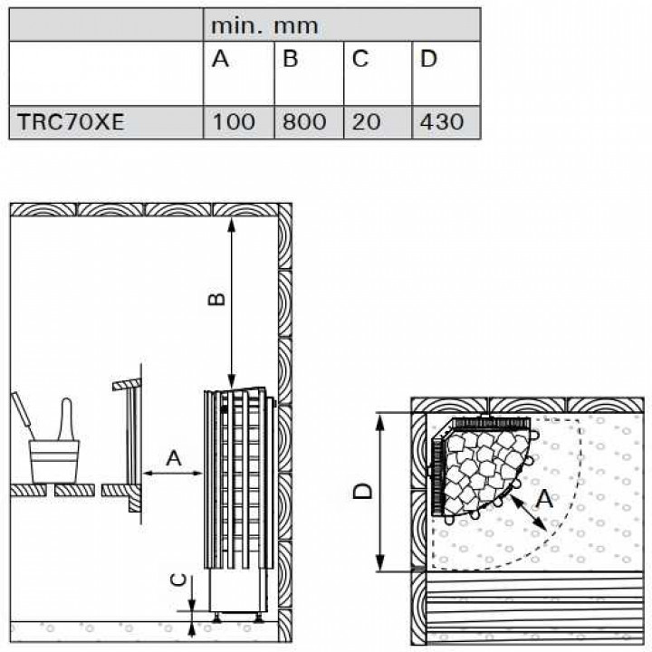 Elektromos szaunakályha - HARVIA Glow Corner TRC70EE 6,8 kW