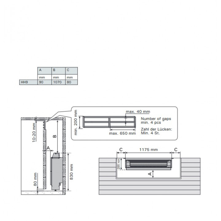 Elektromos szaunakályha - HARVIA Hidden Heater HH9 9,0 kW