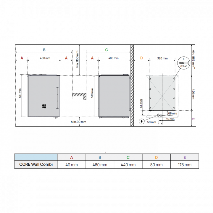 Elektromos szaunakályha - HUUM Core Wall Combi, fehér