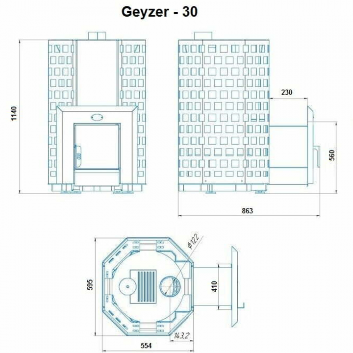Fatüzelésű szaunakályha - NOVA GEYZER 30