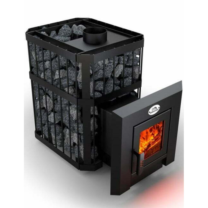 Fatüzelésű szauna kályha - NOVA KLASSIK 18 hálózattal, üvegajtóval
