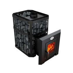 Fatüzelésű szauna kályha - NOVA KLASSIK 18 hálózattal, üvegajtóval 