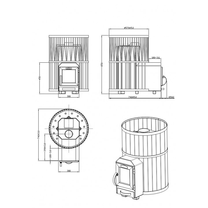 Fatüzelésű szaunakályha - STOVEMAN CROWN 20R-LS