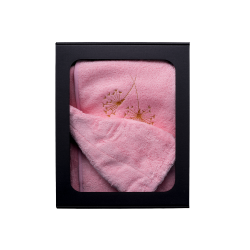 Ajándékszett ajándékdobozban NŐKNEK. Női szaunasapka és kötény - RÓZSASZÍN 