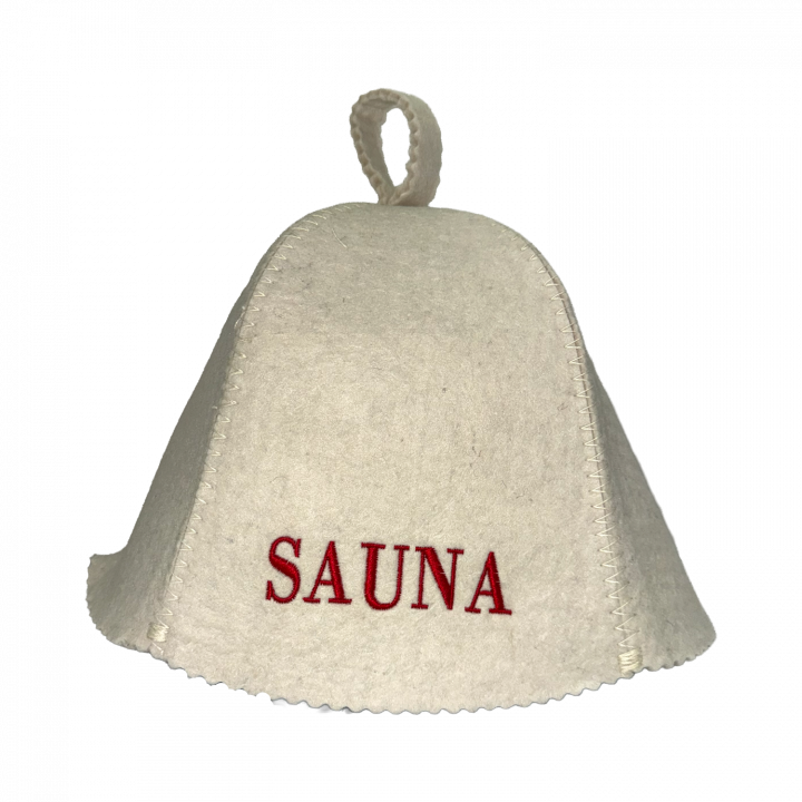 Szaunasapka - SAUNA, piros betűkkel