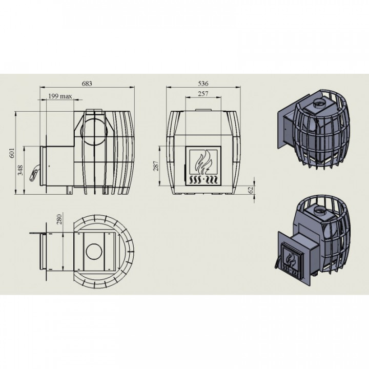 Fatüzelésű szaunakályha - TEPLODAR BARREL 12 üvegajtóval