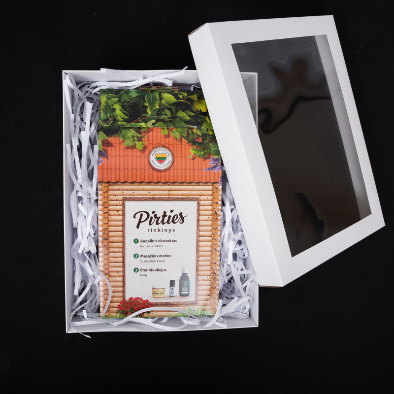 SZAUNA SZETT díszdobozban. Eukaliptusz illóolaj, masszázsméz és menta illóolaj