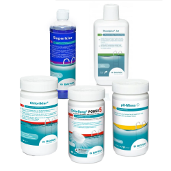 Karbantartó készlet patronos szűrővel ellátott medencékhez, klórral 