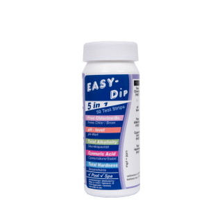 Easy-Dip 5 az 1-ben víztesztcsíkok, pH/CL/BR/Stabilizátor/Lúgosság/Keménység tesztelés